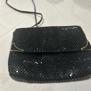 Bag Black Sequin Mini Crossbody Bag with Gold Accents Preowned
